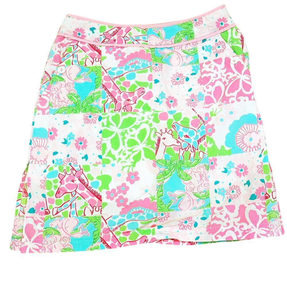 Lilly Pulitzer Skort sz 0 Giraffe Lion Patchwork Skort